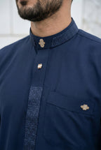 Signature Navy Blue Overlapping Thobe AC05