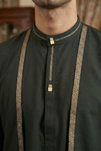 Olive Green Kurta Pyjama with Jacket LL02