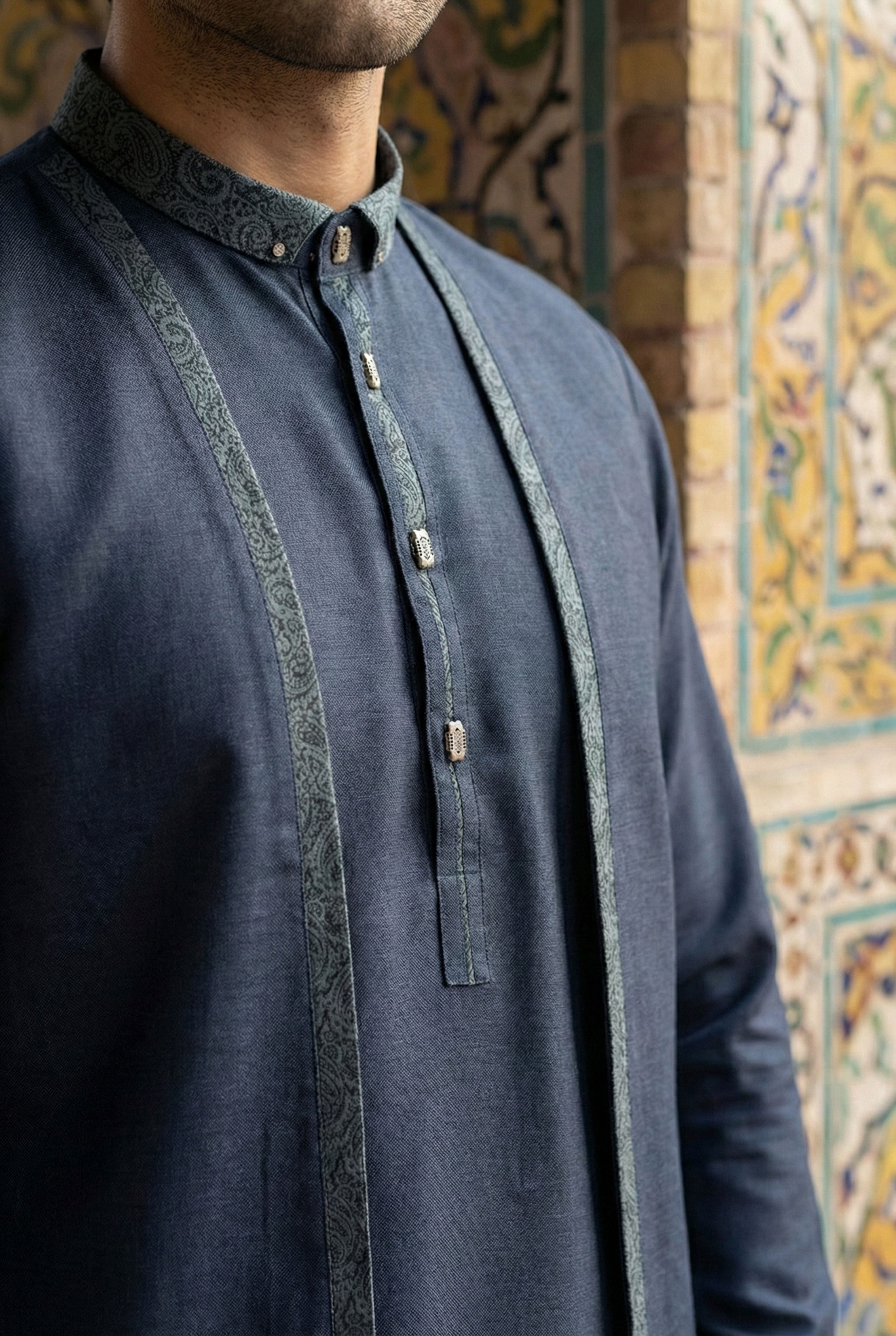 Graphite Grey Kurta Pyjama with Jacket LL06