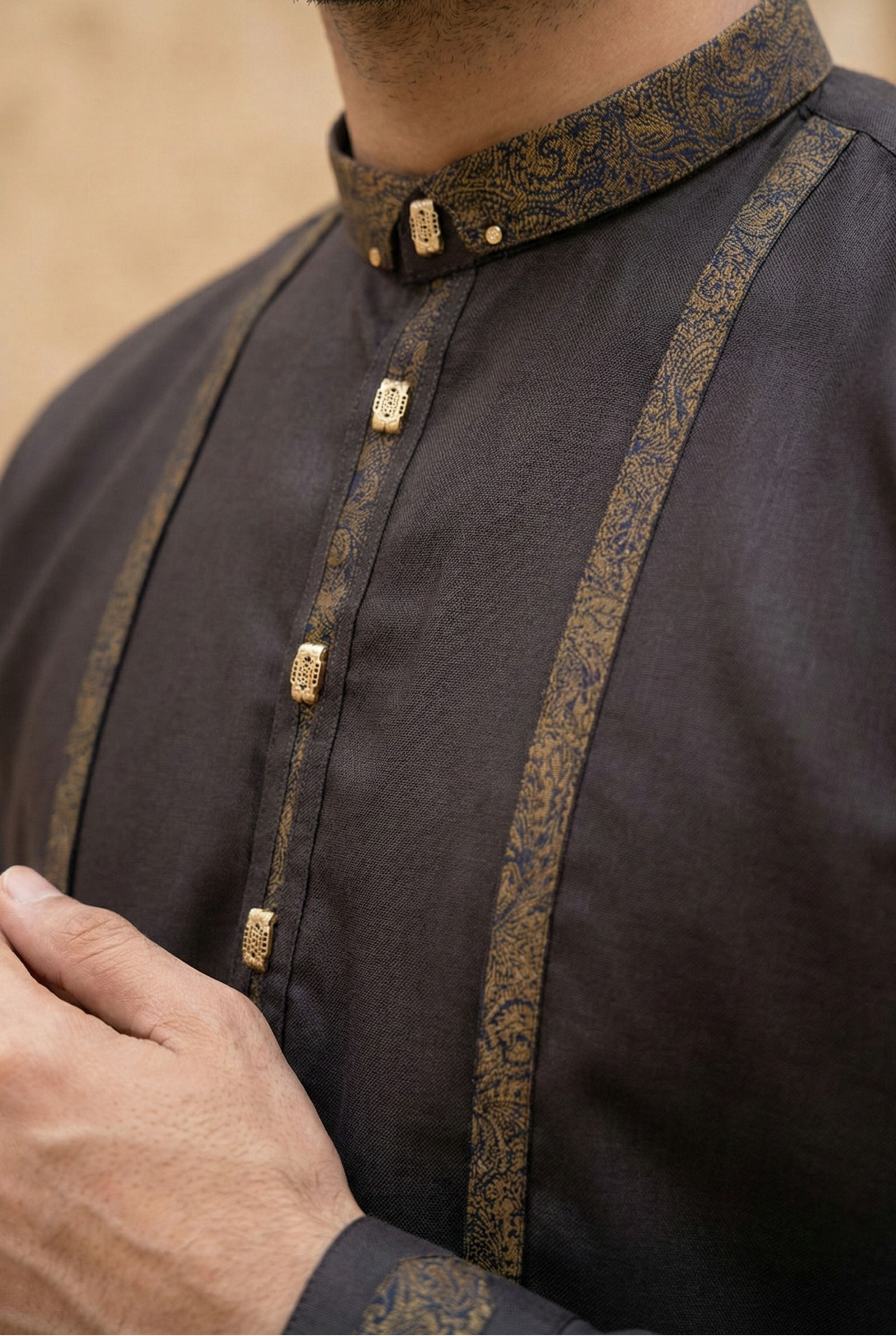 Royal Brown Kurta Pyjama with Jacket LL07