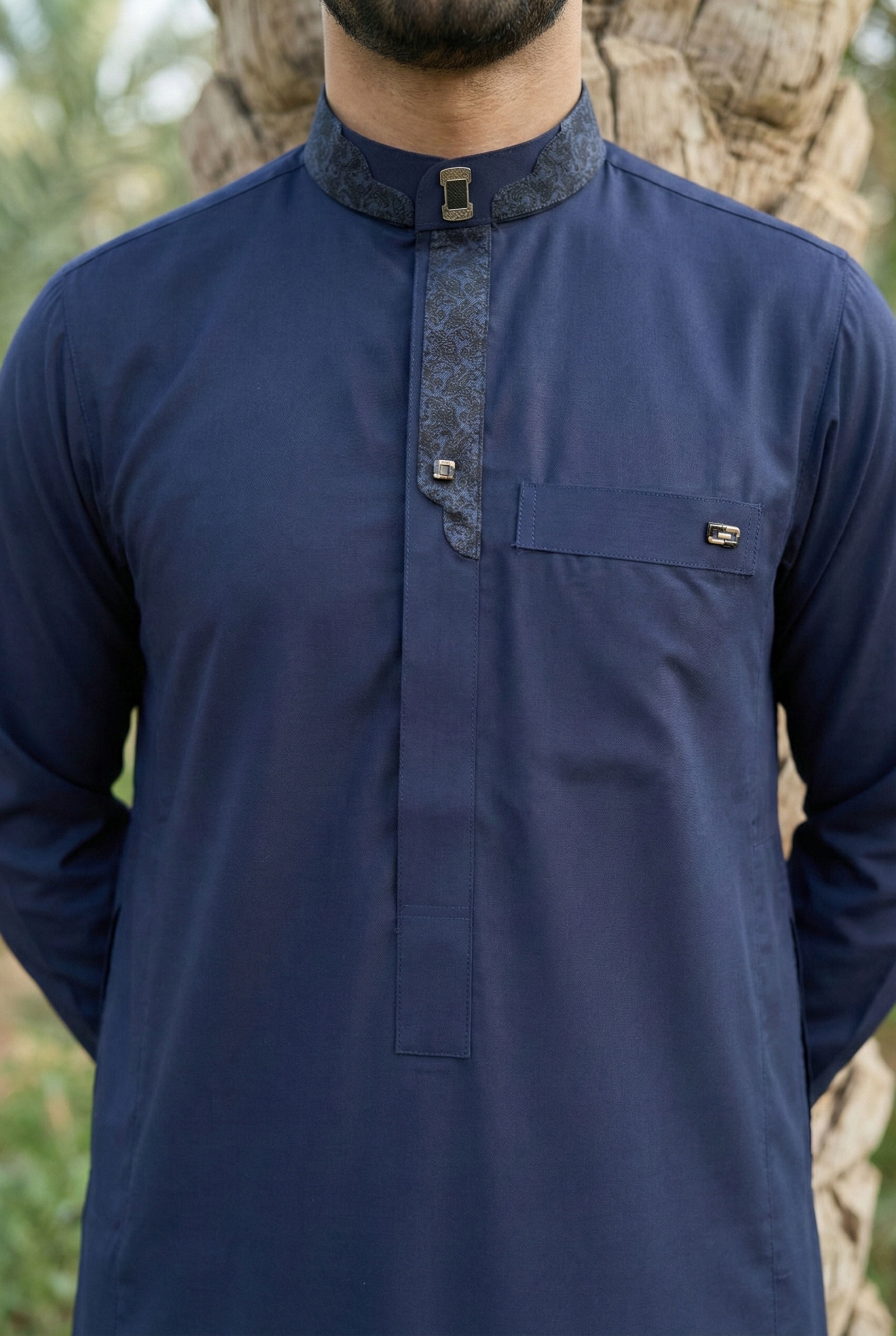 Signature Navy Blue Thobe AC01 – Al Noor