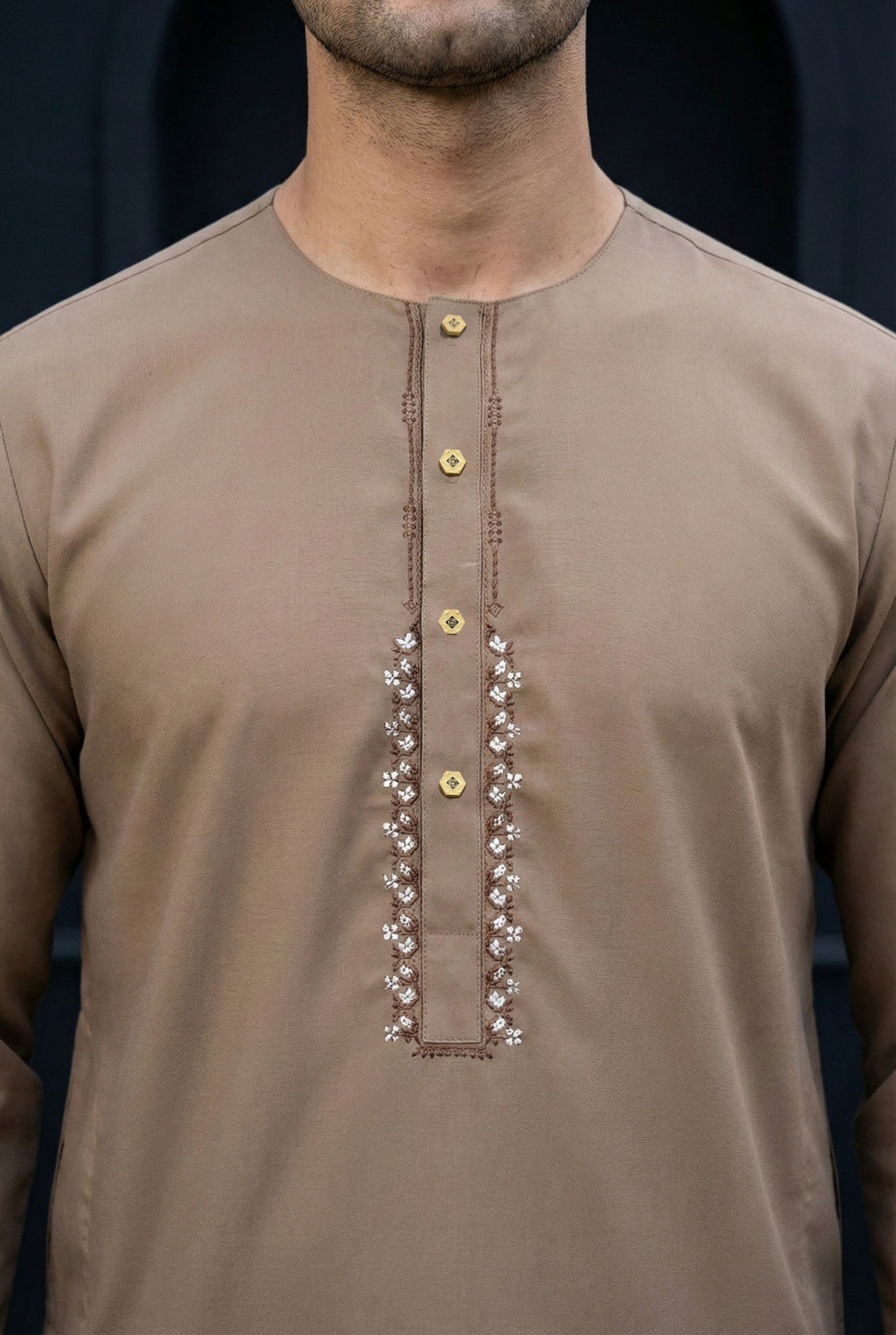 Light Brown Short Kurta Pyjama EC02