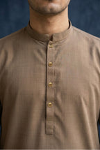 Beige Brown Textured Kurta Pyjama NN10