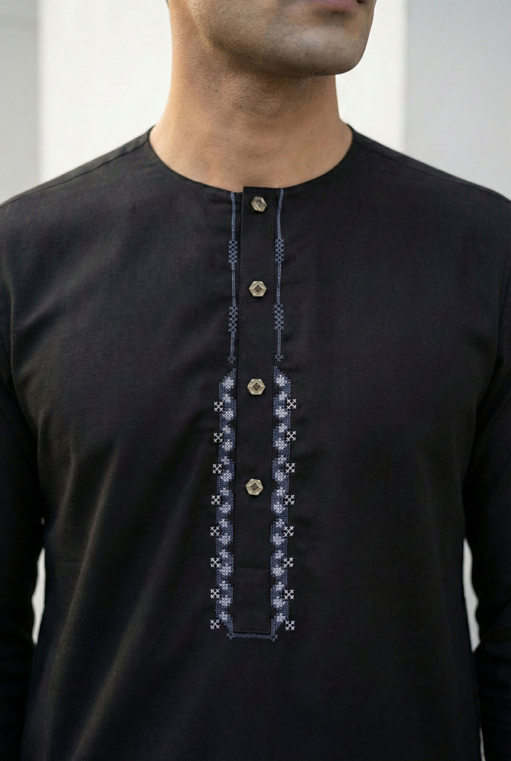 Onyx Black Short Kurta Pyjama EC03