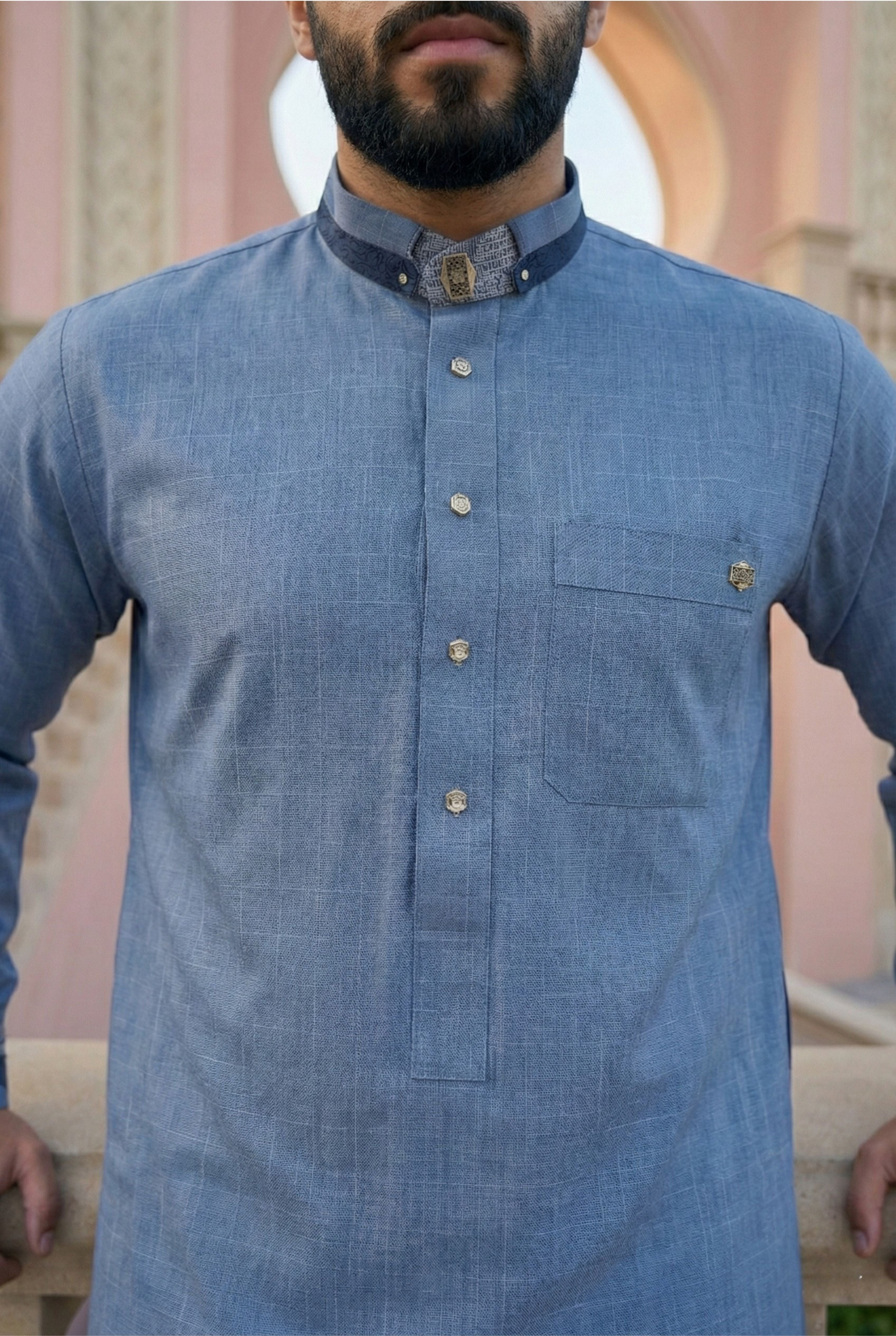 Platinum Denim Blue Thobe SC09