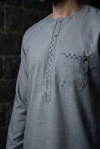 Light Grey Embroidered Short Kurta EC09