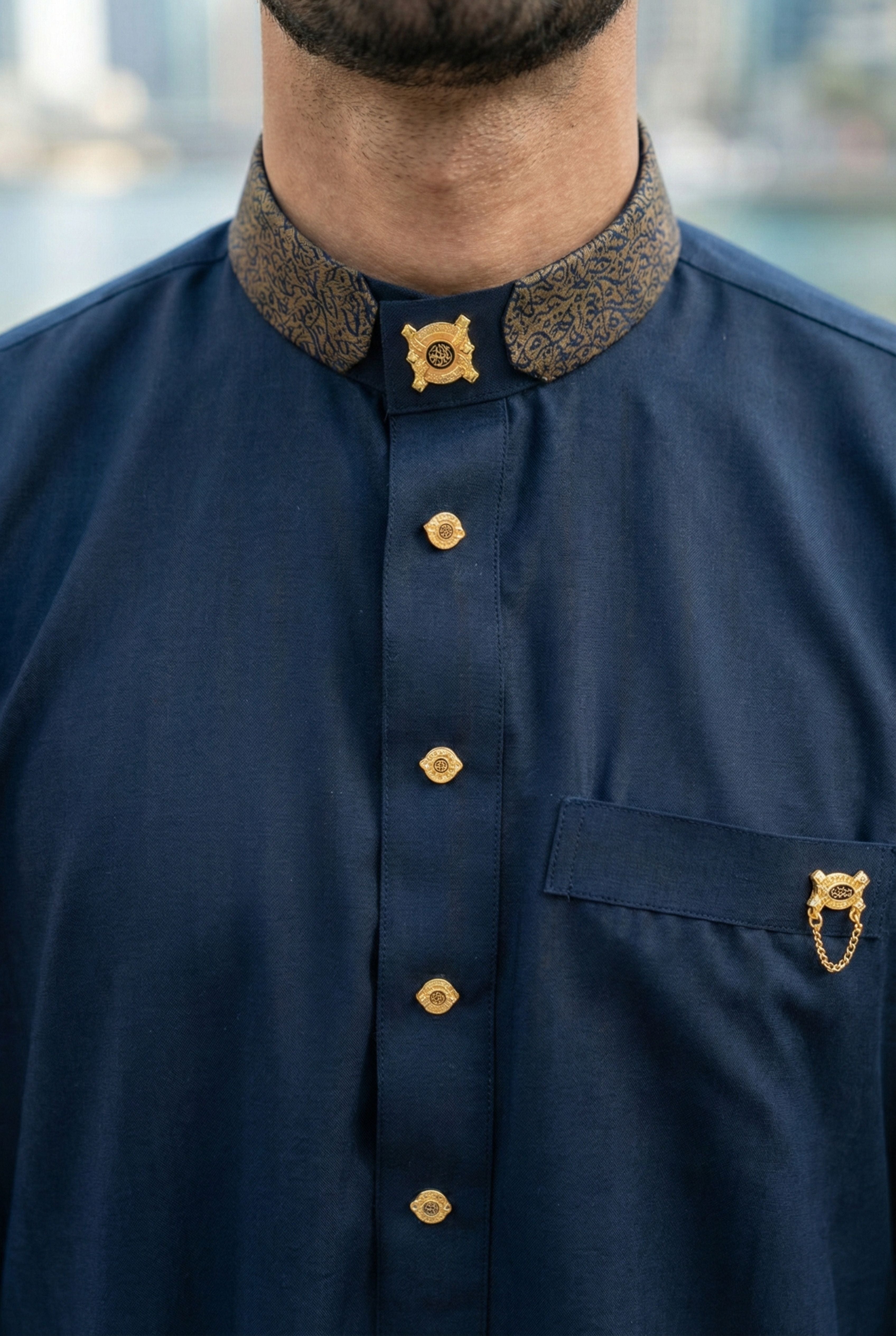 Platinum Navy Blue Thobe SC06 – Al Noor
