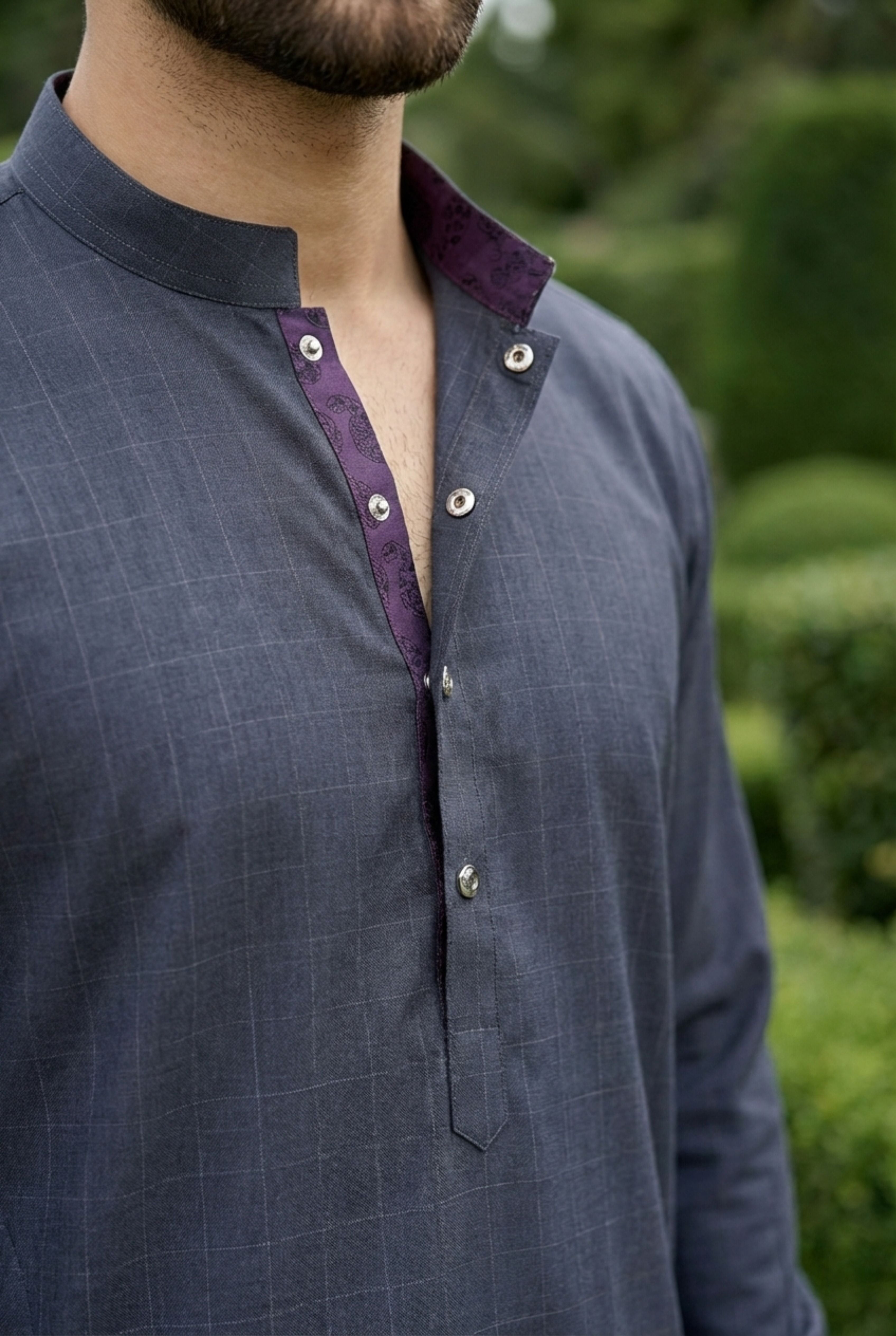 Charcoal Grey Kurta Pyjama IG04